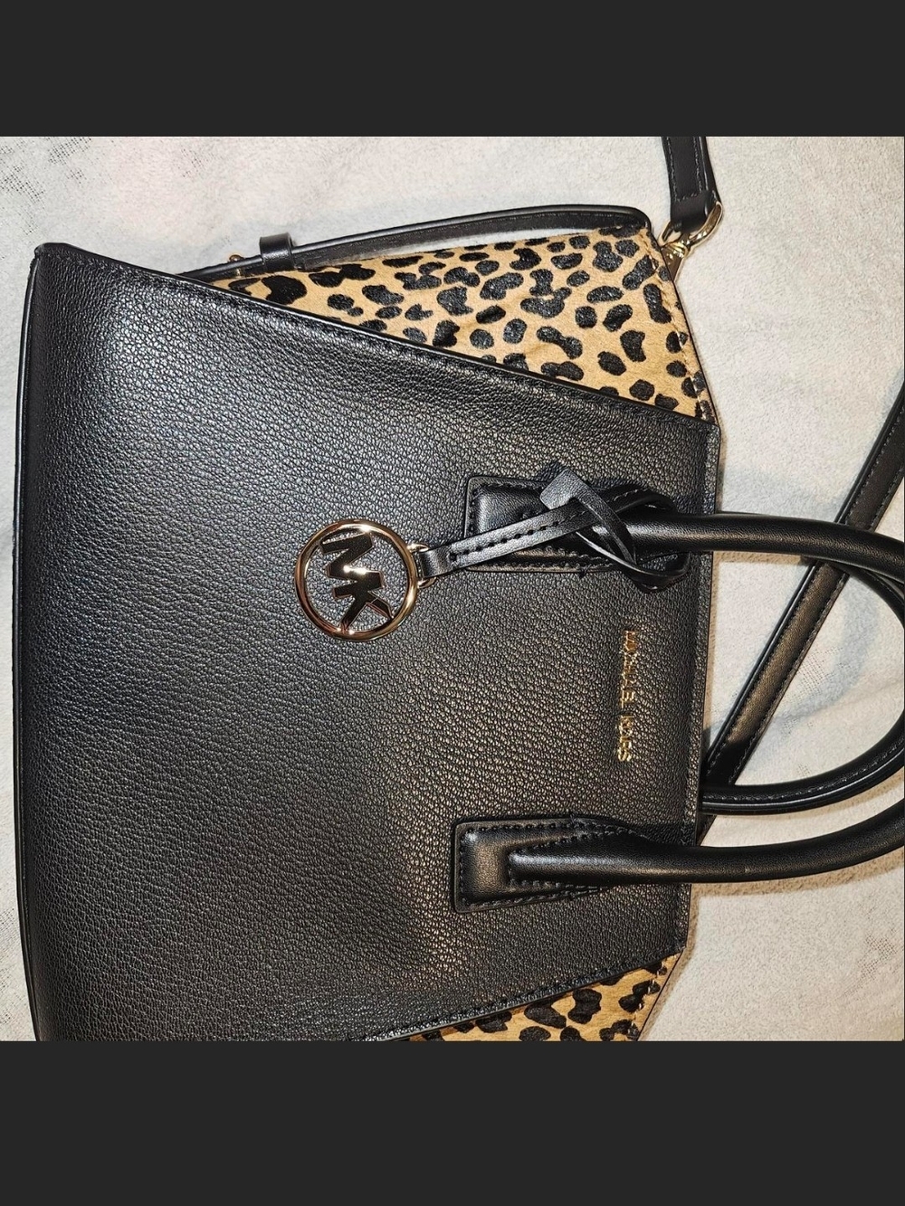 Michael Kors Black Leopard-Accent Tote Bag